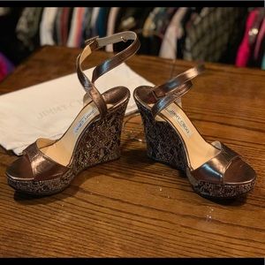 Jimmy Choo metallic Fearne Crisscross Wedge